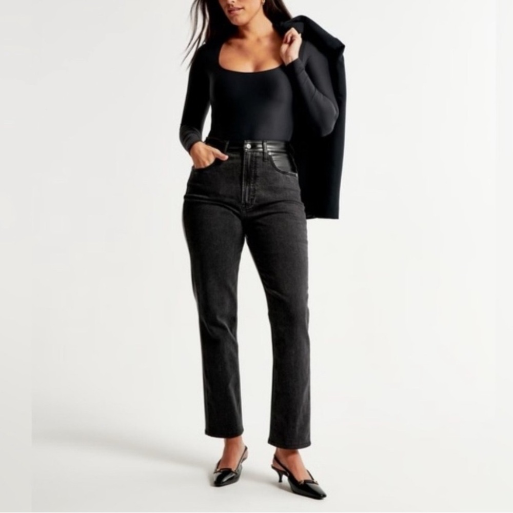 Abercrombie and Fitch Faux Leather Panel Jeans